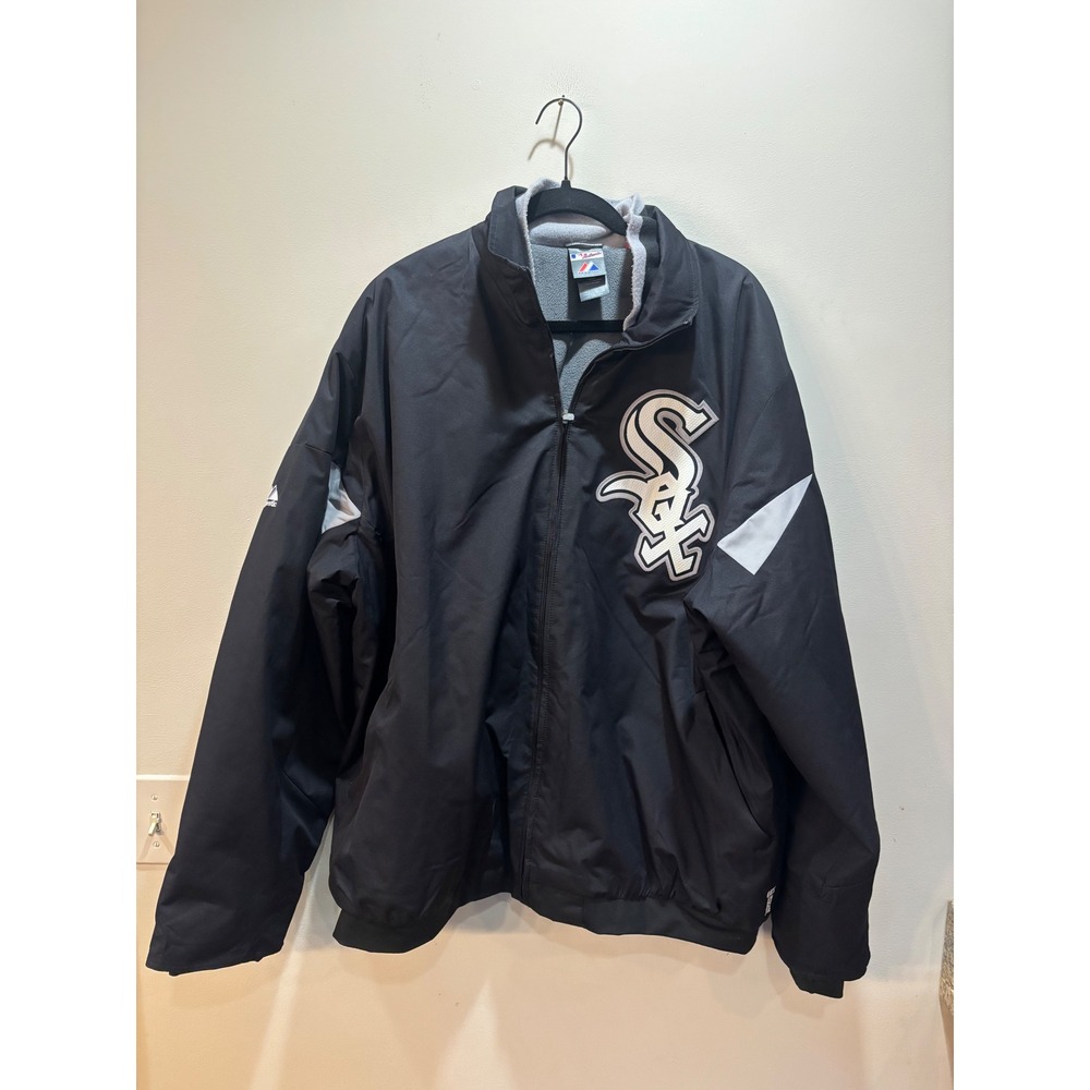 Vtg Majestic Chicago White Sox MLB Authentic Therma Base Jacket Black Mens 2XL